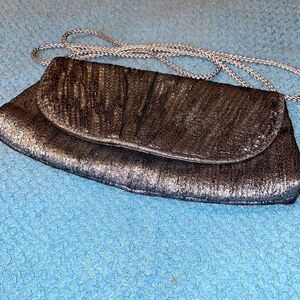Cache evening bag! NWOT! Silver metallic! 9”wide! 5”length! Great for any!